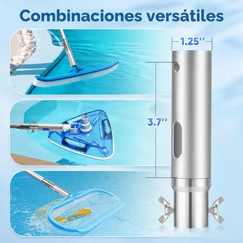 Vista 2 de GADFISH Poste telescópico para piscina, poste telescópico de aluminio de 16 pies con 4 bloqueos deflectores, poste de extensión universal para redes