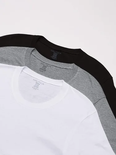 Vista 2 de Nautica Paquete de 3 camisetas de algodón con cuello redondo para hombre, Azul o rojo o blanco