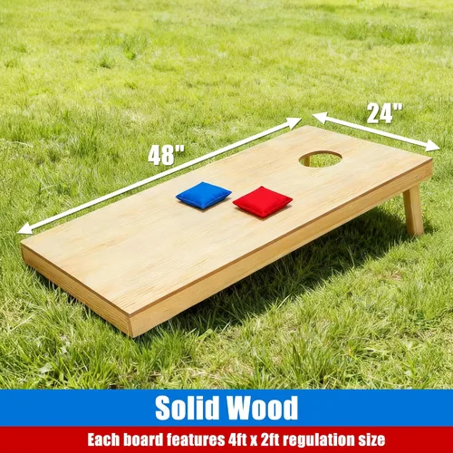 Vista 3 de JupiterForce Juego de cornhole portátil para juegos al aire libre, tableros de cornhole de madera maciza regulables con bolsa de transporte, 8