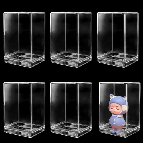 Vista 9 de Vitrina para coleccionables, paquete de 2 unidades, 4 capas, ajustable, vitrina, con puerta magnética, caja transparente apilable para escaparate