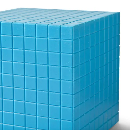 Vista 2 de hand2mind Cubo de diez bloques con base de plástico azul, bloques de valor posicional, cubos de conteo para matemáticas de niños, juego de 1 bloque