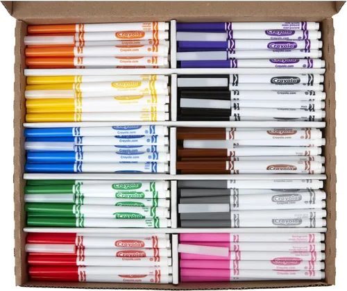 Vista 5 de Marcadores de línea fina Crayola, paquete de 200 unidades, marcadores a granel para niños para preescolar, jardín de infantes, aulas de primaria
