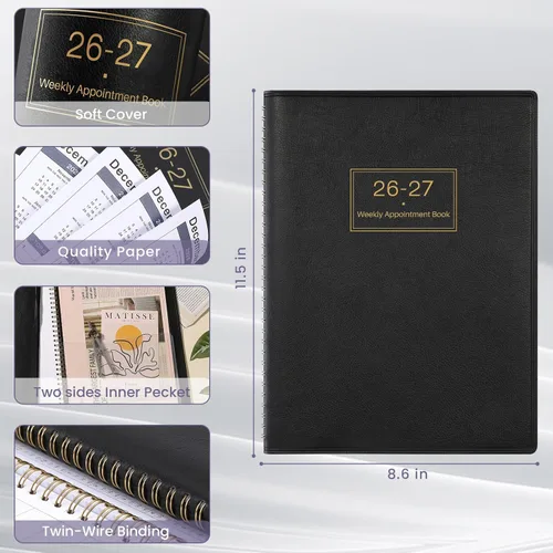 Vista 6 de Libro de citas 2026 – Agenda diaria por hora 2026, planificador grande, libro de citas semanales y mensuales 2026, 8.5 x 11 pulgadas, enero 2026 a
