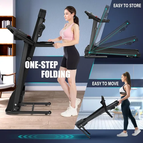 Vista 5 de FYC Compact Folding Treadmill for Home - 2.5HP Quiet Brushless Motor, 3-Level Incline, 7.5 MPH, Shock Absorption, Space-Saving Design for Running