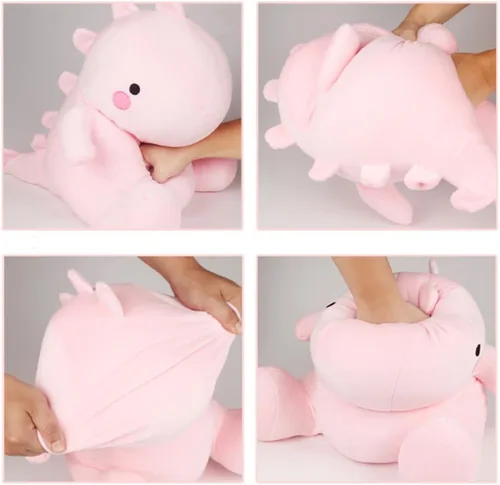 Vista 4 de Juguete de peluche de dinosaurio, lindo y suave, regalo de muñeca de peluche de dinosaurio, adecuado para familiares y amigos en cumpleaños, Verde