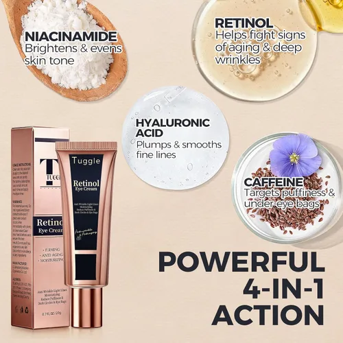 Vista 5 de Crema de retinol para debajo de los ojos – Crema de ojos antienvejecimiento para hinchazón y bolsas debajo de los ojos y arrugas, reafirmante e