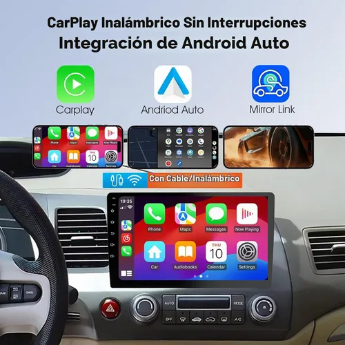 Vista 2 de Haudio Estéreo de coche Android para Honda Civic 2006-2011, pantalla táctil doble DIN de 10.1 pulgadas, CarPlay inalámbrico y Android Auto, GPS, FM