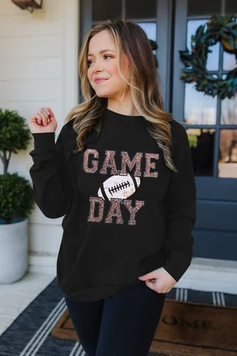 Vista 4 de FAYALEQ Sudadera de manga larga con diseño gráfico de fútbol para mujer, para el día del partido, para la temporada de fútbol