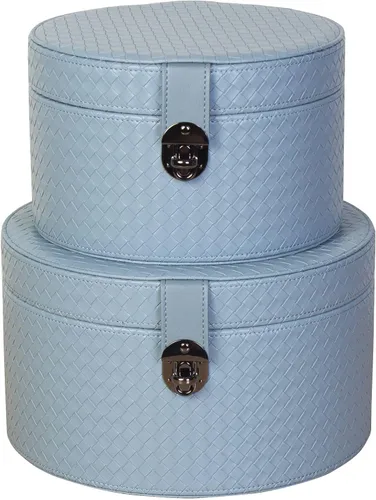 Vista 14 de Juego de 2 cajas decorativas de cuero grandes con tapa para estantes, mesa auxiliar, almacenamiento, control remoto, decoración moderna del hogar