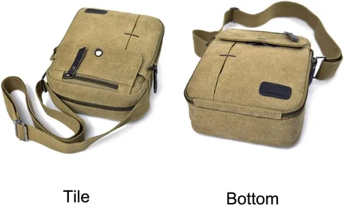 Vista 4 de MosaiRudo Bolsa de mensajero pequeña de lona para hombre, bolsa de hombro casual para hombres y mujeres, bolsa de transporte de viaje, bolsa