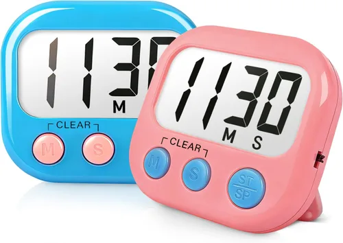 Vista 10 de Temporizadores de aula para profesores y niños, temporizador digital magnético grande, suministros para profesores, paquete de 2, azul y verde