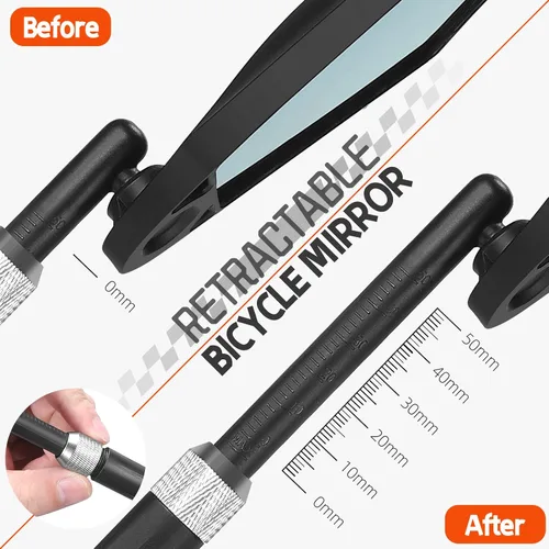 Vista 6 de WEST BIKING Espejo de bicicleta antideslumbrante para manillar - Espejo retrovisor de bicicleta con lente retráctil y ajustable de 360 °, espejo