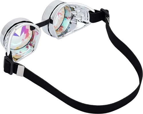 Vista 33 de Gafas caleidoscopio para raves trippy psicodélico steampunk con lentes de cristal de difracción de prisma arcoíris