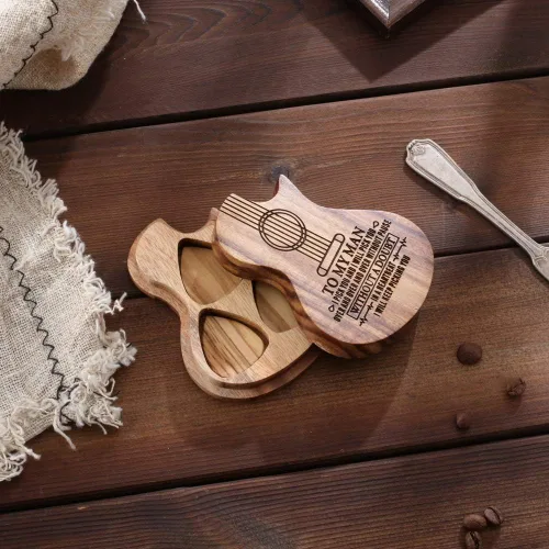 Vista 4 de Albertband Regalos personalizados para padres, soporte de púas de guitarra de madera, fotos de guitarra con estuche, púas de guitarra fina, 3