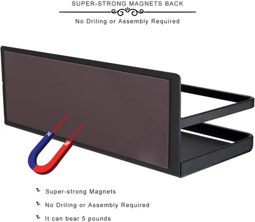 Vista 4 de Organizador magnético de especias de un solo nivel, estante de almacenamiento de especias para refrigerador, fácil de instalar, el lado