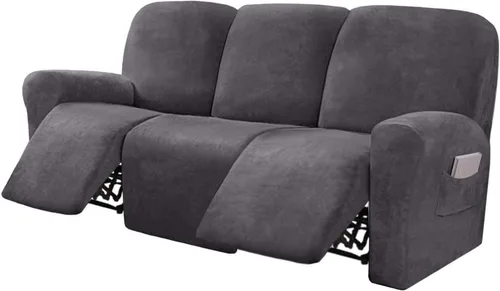 Vista 11 de Funda para sofá reclinable de 8 piezas, terciopelo elástico para sofá reclinable de 3 plazas, funda suave y gruesa para sofá reclinable, protector