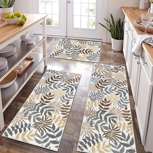 Vista 11 de Bsmathom Conjunto de Alfombras de Cocina Boho 3 Piezas, Alfombra de Cocina Antideslizante de Estilo Granja, Alfombras de Cocina Lavables
