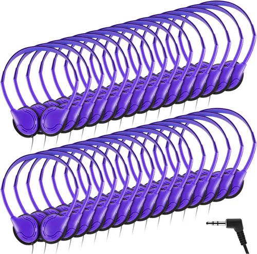 Vista 10 de Yunsailing Paquete de 10 auriculares a granel sobre la oreja con diadema ajustable y enchufe de 0.138 in para aprendizaje grupal, laboratorio