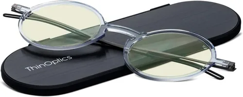 Vista 2 de ThinOptics Lentes de lectura unisex para adultos Manhattan Blue Light Blocker + funda Milano