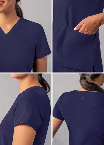 Vista 4 de Adar Addition - Ropa quirúrgica para mujer, moderna camiseta médica con cuello en V