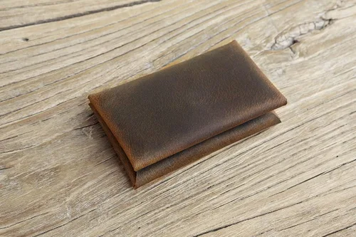 Vista 5 de Personalized distressed leather credit card holder casemen front pocket leather card walletleather business card case bag CH054HF