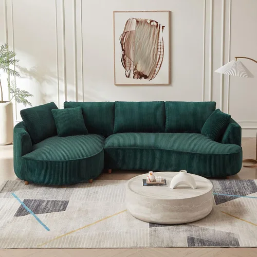 Vista 25 de Sofá Seccional Curvo de 106 pulgadas Sofá de Esponja con Chaise Lounge para Sala de Estar, Sofá Seccional Moderno en Forma de L, Sin Estructura