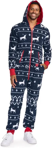 Vista 2 de Tipsy Elves - Enterizo navideño para adultos, cómodo, festivo y a juego para hombres y mujeres con bolsillos prácticos