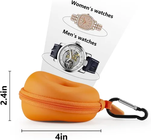 Vista 3 de Estuche de viaje para mujer caja portátil de un solo reloj organizador de caja de reloj de viaje 1 ranura - Se adapta a todos los relojes de pulsera