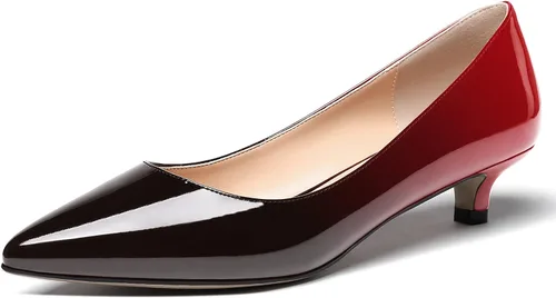 Vista 2 de MODENCOCO Zapatos de tacón bajo de patente sólido para mujer de 1.5 pulgadas