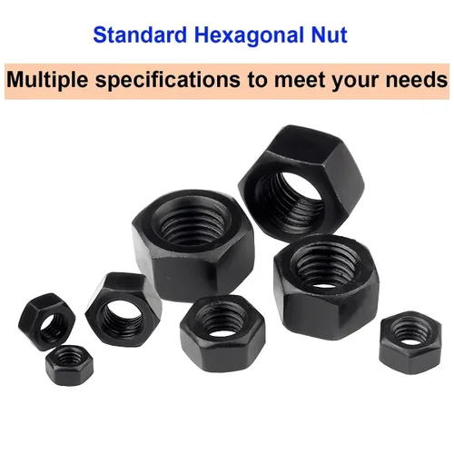 Vista 7 de Qrity 20 tuercas hexagonales, tuerca hexagonal M5, tapón de rosca hexagonal, tuercas hexagonales de acero negro, tuerca hexagonal completa