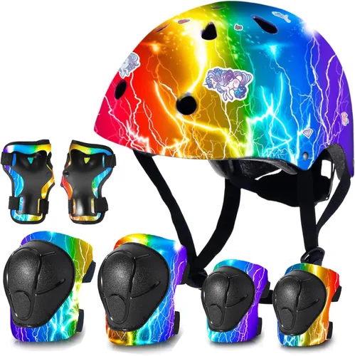 Vista 10 de Kids Bike Helmet and Pad Set for Girls Boys Ages 2-3-5-8-14, Adjustable Toddler Youth Helmet with Knee & Elbow Pads for Bicycle, Skating, Scooter
