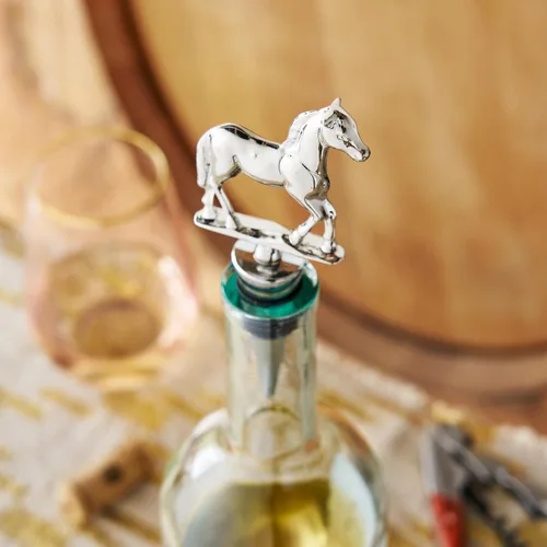 Vista 4 de Twine Derby - Tapón para botella de vino, mantiene el vino fresco, tapón de botella de caballo, se adapta a botellas estándar, metal, sello de goma