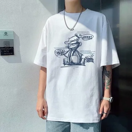 Vista 3 de CYee Mens Y2K Cartoon Print Oversized T-Shirt Grunge Hip-hop Indie Sweatshirt Goth Harajuku Alt Streetwear
