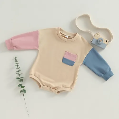 Vista 3 de DNOMAID YZARC Sudadera para bebé niño y niña, con bloques de color, manga larga, diseño de burbujas, de gran tamaño, suéter