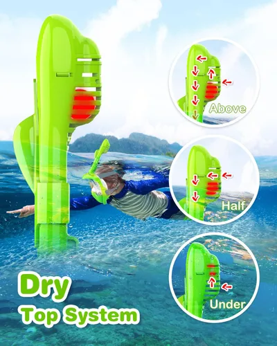 Vista 3 de Kkdi Kids Snorkel Mask, Full Face Snorkel Mask for Kid 4-16, Foldable Snorkeling Gear for Kids Snorkeling Set for Swimming Pool Toys, Dry Top