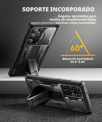 Vista 6 de TONGATE Funda para Samsung Galaxy S23 Ultra, [cubierta deslizante integrada para cámara y protector de pantalla] [2 marcos frontales] Funda de grado