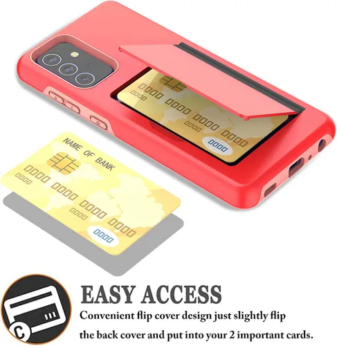 Vista 2 de Asuwish Funda compatible con Samsung Galaxy A52 5G/4G y protector de pantalla de vidrio templado, accesorios de celda, soporte para tarjetas de Rojo