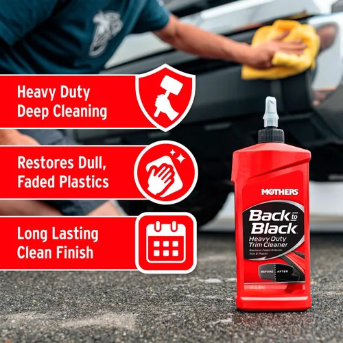 Vista 3 de Kit limpiador de molduras Mothers Back-to-black, alta resistencia Deep Cleans & Restores Exterior Trim & Plastics, Removes Oxidation, Dirt, Grime