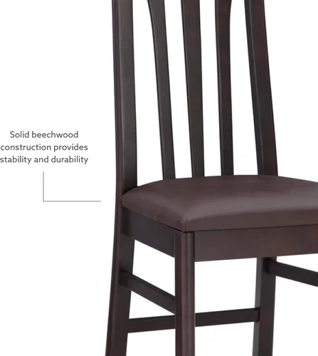 Vista 9 de Linon Kennerli - Juego de 2 sillas de comedor con asiento tapizado de piel sintética, color marrón