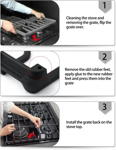 Vista 6 de 12 piezas 5304475129 Rejilla de goma de repuesto para Frigidaire Gas Range Cooktop Parts AP4499988 Frigidaire Estufa Rejilla Pies de goma Protector