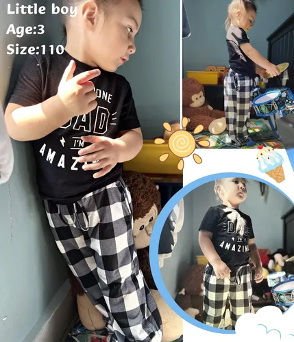 Vista 4 de Ekouaer Pantalones de pijama para niños, paquete de 3 pantalones de dormir suaves con cintura elástica para niños, pantalones de pijama a cuadros