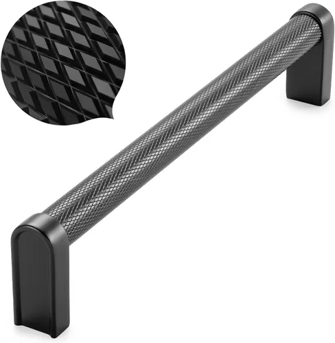 Vista 19 de Koofizo - Paquete de 10 tiradores de gabinete estriados para armario, manija negra para muebles (1.1 pulgadas/28 mm), herrajes sólidos K22