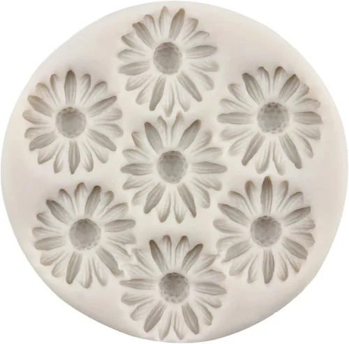 Vista 6 de Moldes de Silicona de Flores de Margarita Molde de Fondant de Flor de Crisantemo Para Decoración de Pasteles Adornos de Cupcakes Dulces Chocolate
