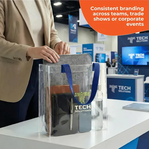Vista 6 de Bolsas de mano personalizadas para estadios, transparentes personalizadas, diseño de TPU de 12.2 x 12.2 x 6.3 pulgadas con asas, ideal para eventos