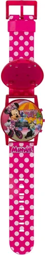 Vista 5 de Disney Minnie Mouse - Reloj musical intermitente para niños con efectos de sonido, luces LED coloridas, cubierta abatible interactiva, pantalla