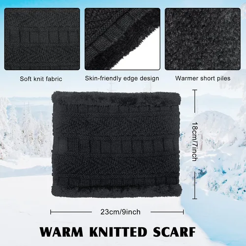 Vista 3 de Conjunto de bufanda y guantes de invierno con forro polar cálido para hombres y mujeres