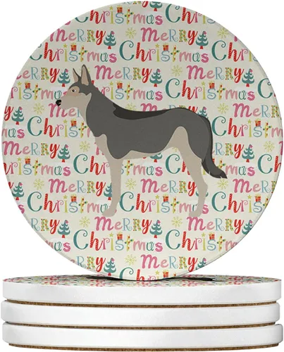 Vista 24 de AIDI Atlas Mountain Dog Merry Christmas - Posavasos grandes de piedra arenisca, paquete de 4