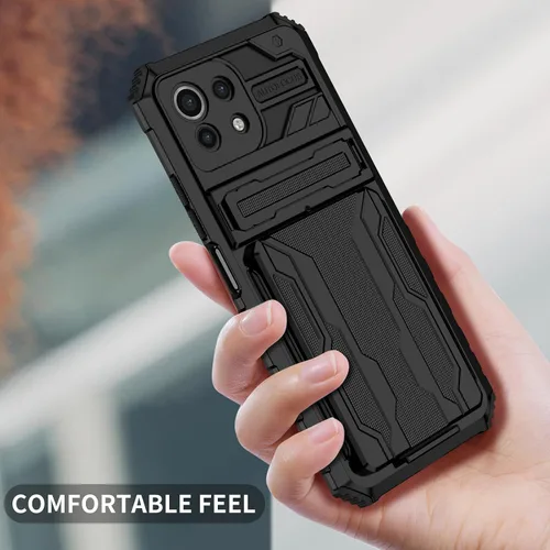 Vista 8 de Funda compatible con Redmi A1, ranura para tarjeta con función atril integrada compatible con Redmi A2 a prueba de golpes, funda protectora 2 en 1