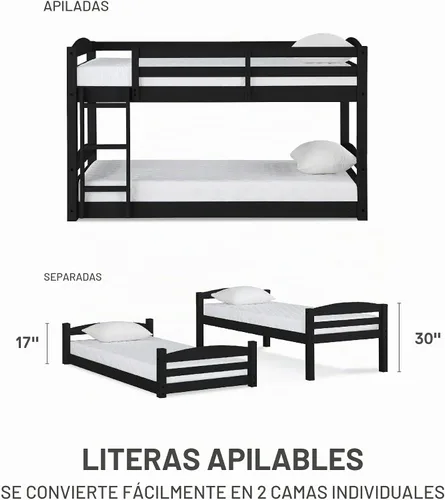 Vista 3 de Dorel Living Sierra Twin sobre litera individual Negro Modelo DL7891B