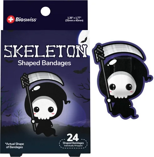 Vista 62 de BioSwiss Vendajes, juego de vendajes autoadhesivos en forma de alienígena de Halloween, sin látex, cuidado de heridas estériles, 24